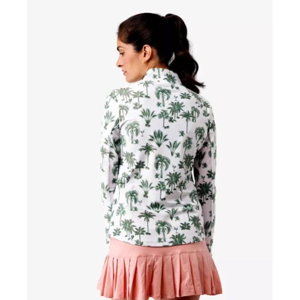 NEW Smith & Quinn Ava Palmtini Quarter Zip Pullover Shirt Women's L White Green - Picture 2 of 4